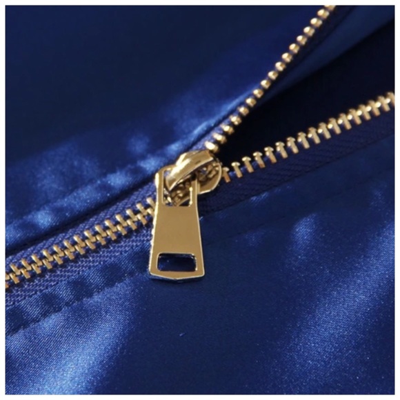 🍁Blue Satin Open Tie Sleeve Jacket - Picture 6 of 6